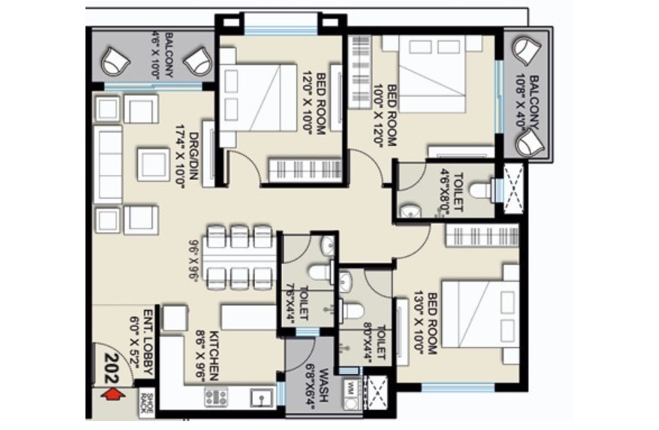 Click me 3BHK Floor Plan